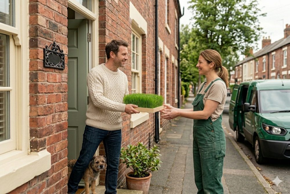 Hand-delivering a fresh Tuft lawn on the Wirral